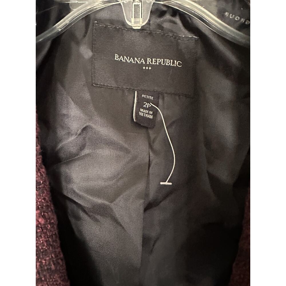 Banana Republic Boucle Raw Edge Academy Blazer Ruby Wine 2P Petite - Picture 7 of 9